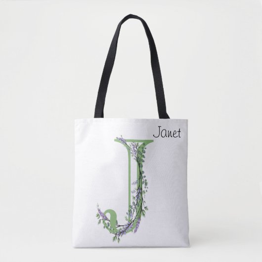 Elegante alfabet letter J Lavender Eucalyptus Tote Bag (Voorkant)