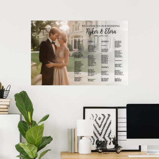 Elegante alfabetische foto bruiloft zitgrafiek poster (Thuiskantoor)