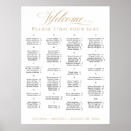 Elegante alfabetische zitkaart voor 100 gasten poster