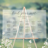 Elegante alfabetische zitplattegrond Frosted Style Acryl Bord