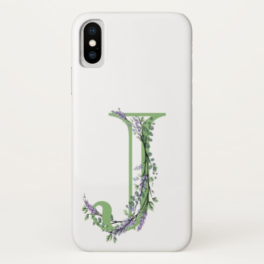 Elegante alfetbet letter J Lavendel Eucalyptus Case-Mate iPhone Case (Achterkant)
