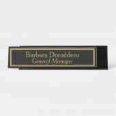 Elegante Algemeen Manager Zwart Bureau Naambordje (Voorkant)