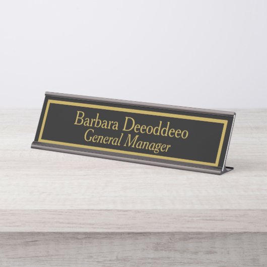Elegante Algemeen Manager Zwart Bureau Naambordje (Voorkant)