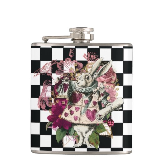 Elegante Alice in Wonderland Konijn Heupfles (Voorkant)