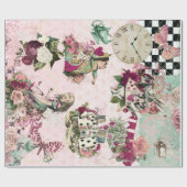 Elegante Alice in Wonderland Roze Cadeaupapier (Vlak)