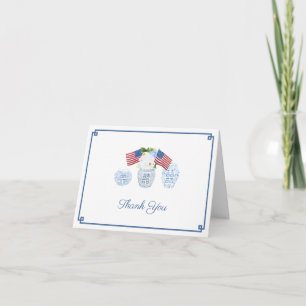 Elegante All-American Rood Wit Blauw Gemberpot Bedankkaart