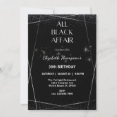 Elegante All Black Affair 30ste verjaardag viering Kaart (Voorkant)