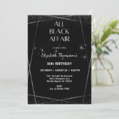 Elegante All Black Affair 30ste verjaardag viering Kaart (Staand voorkant)