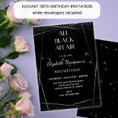 Elegante All Black Affair 30ste verjaardag viering Kaart
