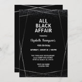 Elegante All Black Affair 40ste verjaardag viering Kaart (Voorkant / Achterkant)