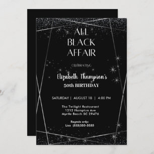 Elegante All Black Affair 50ste verjaardag viering Kaart