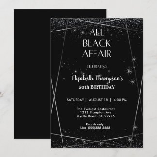 Elegante All Black Affair 50ste verjaardag viering Kaart