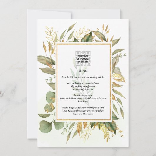 Elegante All-in-1 groenbladeren Gouden Bladeren Br Kaart (Achterkant)