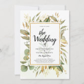 Elegante All-in-1 groene takken met gouden bladere Kaart (Voorkant)