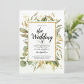 Elegante All-in-1 groene takken met gouden bladere Kaart (Staand voorkant)