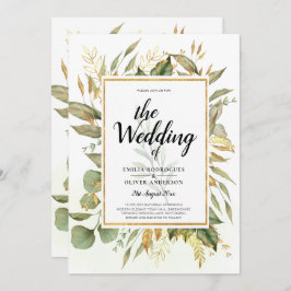 Elegante All-in-1 groene takken met gouden bladere Kaart