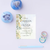 Elegante All-in-1 Witte Rozen Botanische Bruiloft Flyer (Enkel)