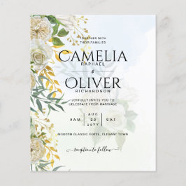 Elegante All-in-1 Witte Rozen Botanische Bruiloft Flyer