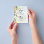 Elegante All-in-1 Witte Rozen Botanische Bruiloft Flyer (Hand)