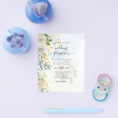 Elegante All-in-1 Witte Rozen Botanische Bruiloft Flyer (Enkel)