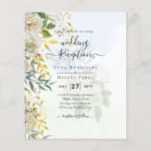 Elegante All-in-1 Witte Rozen Botanische Bruiloft Flyer (Voorkant)