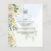 Elegante All-in-1 Witte Rozen Botanische Bruiloft Flyer (Achterkant)
