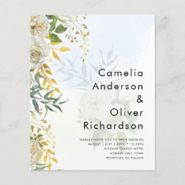 Elegante All-in-1 Witte Rozen Botanische Bruiloft Flyer