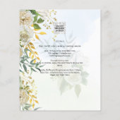 Elegante All-in-1 Witte Rozen Botanische Bruiloft Flyer (Achterkant)