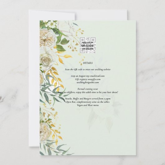 Elegante All-in-1 Witte Rozen Botanische Trouw Uit Kaart (Achterkant)