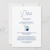 Elegante All in One Blue Floral Wedding Kaart (Achterkant)