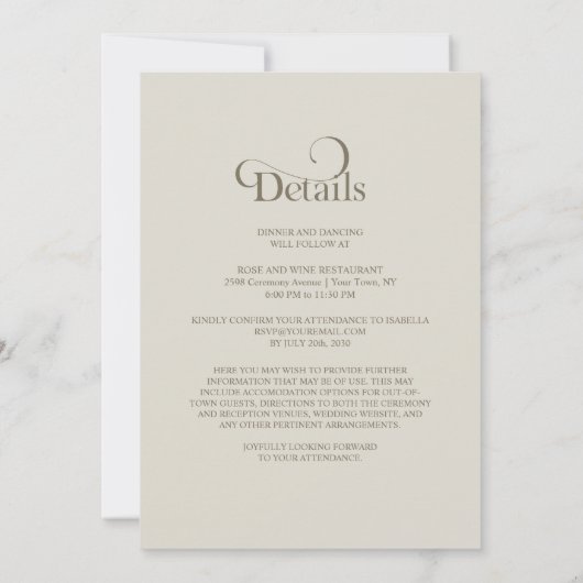 Elegante All-in-One Bruiloft met Bloemen en Parels Kaart (Achterkant)