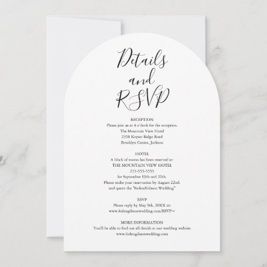 Elegante All In One Groene Bloemboog Bruiloft Kaart (Achterkant)