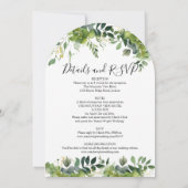 Elegante alles in één groen bloemenboog bruiloft kaart (Achterkant)