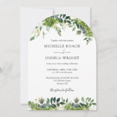 Elegante alles in één groen bloemenboog bruiloft kaart (Voorkant)