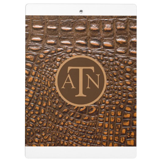 Elegante Alligatorleer Monogram Klembord (Achterkant)