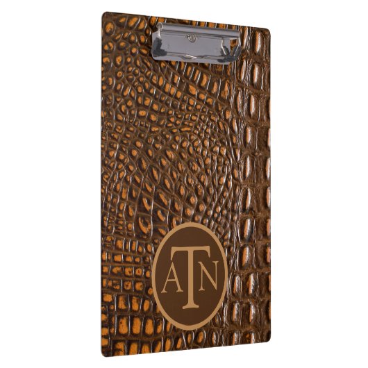 Elegante Alligatorleer Monogram Klembord (Rechts)