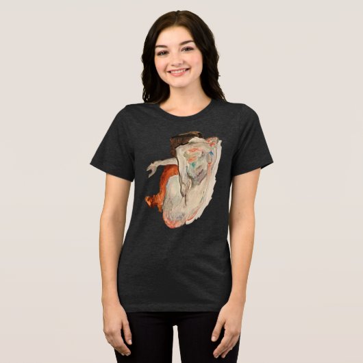 Elegante allure: Schiele's Crouching N.u.d.e T-shi Tri-Blend Shirt (Voorkant volledig)