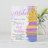 Elegante Aloha Paarse regenboog ananas verjaardag Kaart (Staand voorkant)