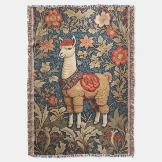 Elegante  Alpaca William Morris geïnspireerd Deken (Voorkant Verticaal)