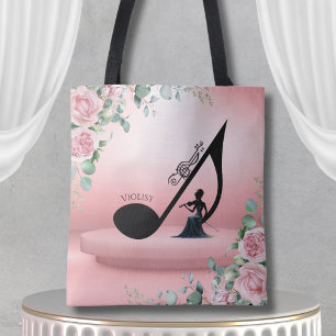 Elegante altvioolspeler Roze bloemige altviolist m Tote Bag