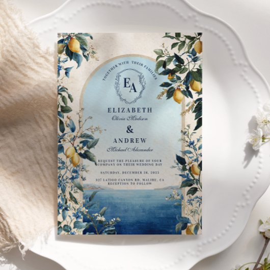 Elegante Amalfi Coast Citrus bruiloft Kaart