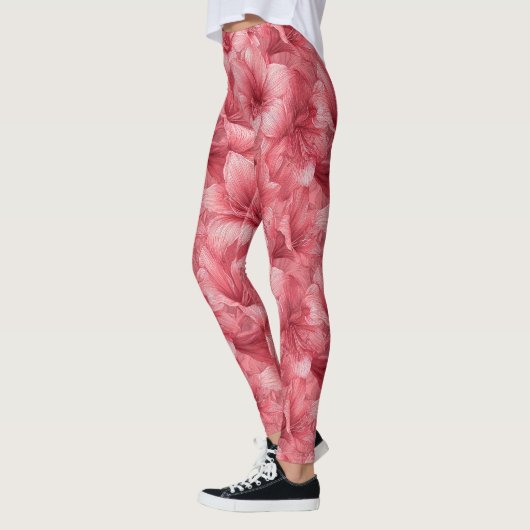 Elegante Amaryllis Bloemblad Actieve Hardloopleggi Leggings (Links)