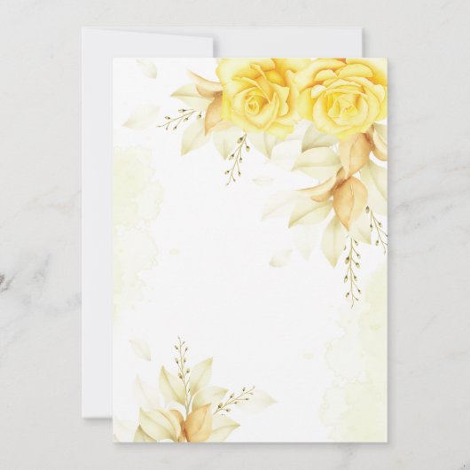 Elegante Amber bloemige watercolor trouwuitnodigin Kaart (Achterkant)
