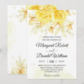 Elegante Amber bloemige watercolor trouwuitnodigin Kaart (Voorkant / Achterkant)