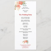 Elegante Ambrose koraal bloemen bruiloft Programmakaart (Achterkant)