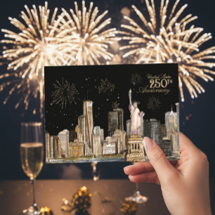 Elegante Amerikaanse 250ste verjaardag NYC Gold Fi Kaart