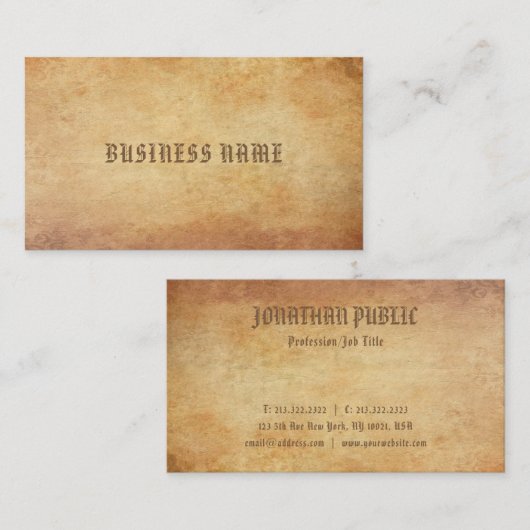Elegante Amerikaanse tekst Nostalgische oude papie Visitekaartje (Voorkant / Achterkant)