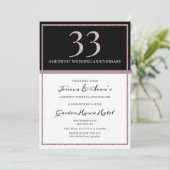 Elegante Amethist & Zwart 33ste bruiloft Jubileum Kaart (Staand voorkant)