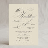 Elegante Ampersand Beige Houtskool De bruiloft Kaart