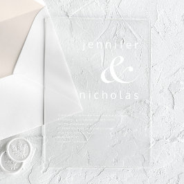 Elegante Ampersand Bruiloft Acryl Uitnodigingen